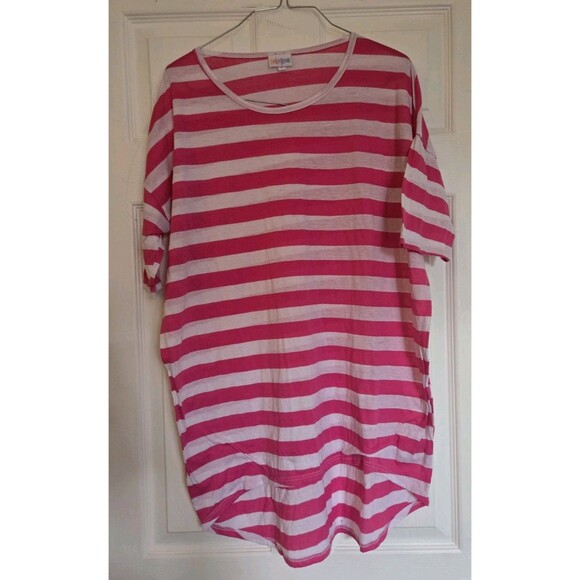 Lularoe Irma Tunic Pink & White Striped Size S Small Oversized Top Shirt Comfy - Picture 3 of 11